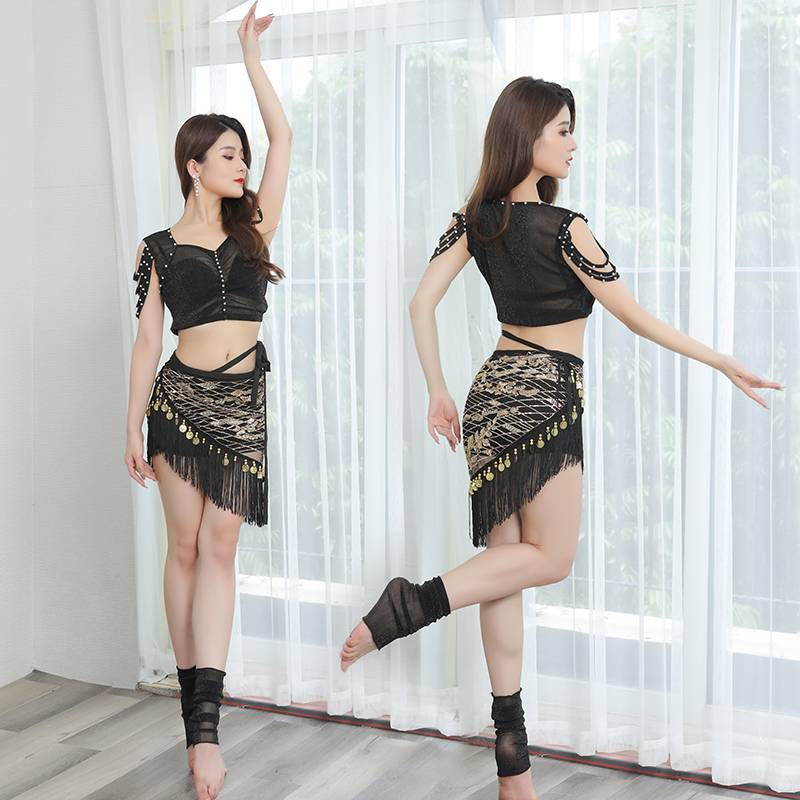 New belly dance bead embroidery sequin lumbar chain Indian dance performance training waist jewelry sexy rhombus hip hip -hip skirt