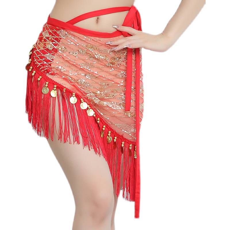 New belly dance bead embroidery sequin lumbar chain Indian dance performance training waist jewelry sexy rhombus hip hip -hip skirt