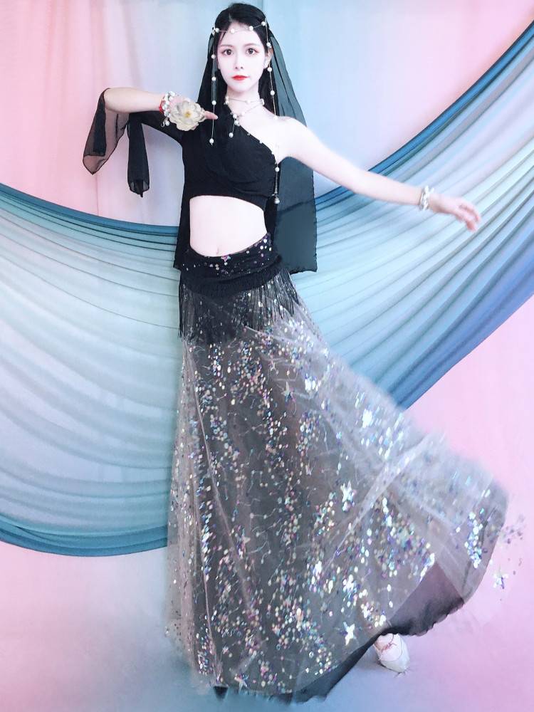 New national dance Xinjiang dance belly dance clothing female adult Indian dance performances annual meeting performance suit skirt