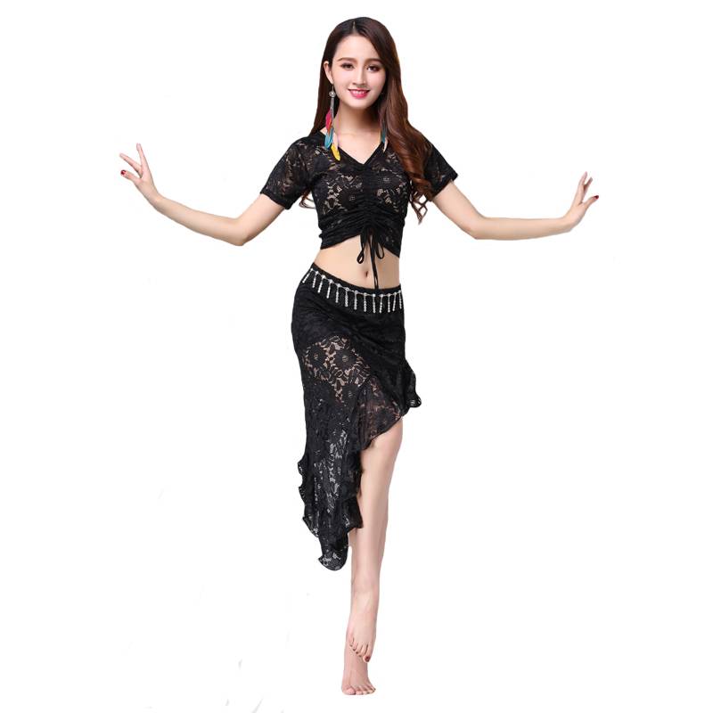 Belly Dance 2024 Summer Autumn New Practice Clothing Performance Performance Performance Lace Short Skirt Set beginner