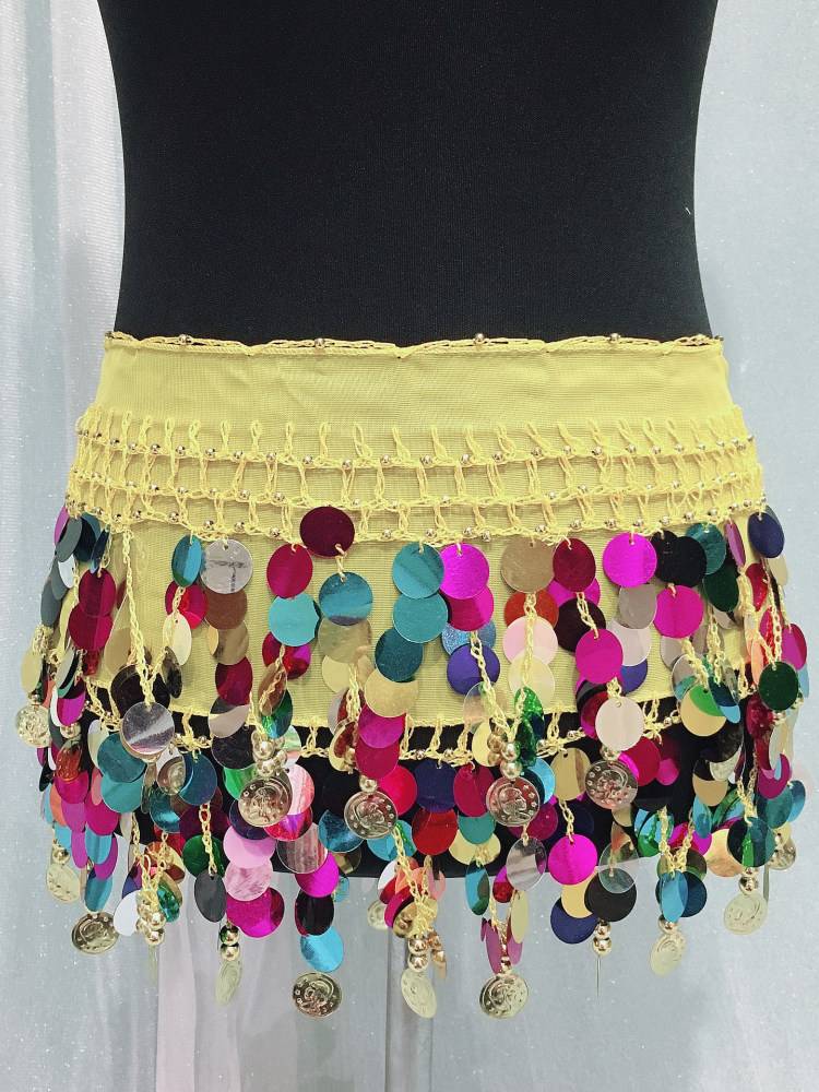 Belly dance waist chain 2024 new sequins lumbar scarf beginner belt hip hip -to -bead sissua waist jewelry