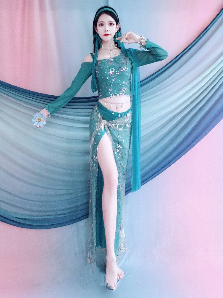 Baiya Qianhui Belly Dance Practice Service 2024 Color Beads Embroidery Oks Shoulder Case Fairies Performance Services Children