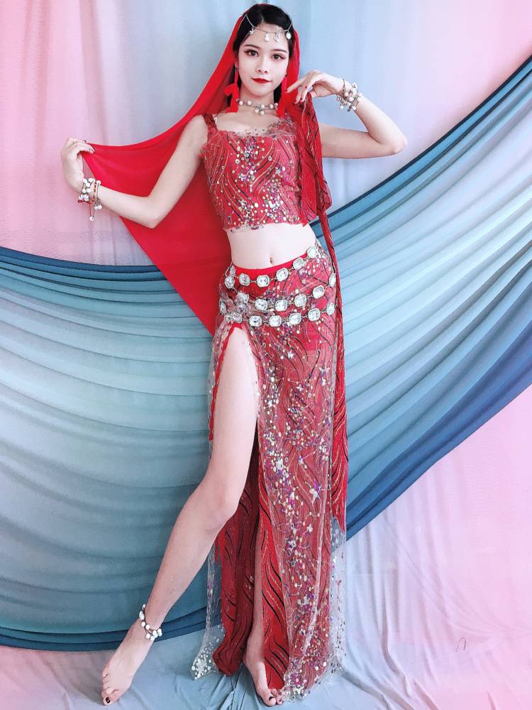 Baiya Qianhui Belly Dance Practice Service 2024 Color Beads Embroidery Oks Shoulder Case Fairies Performance Services Children