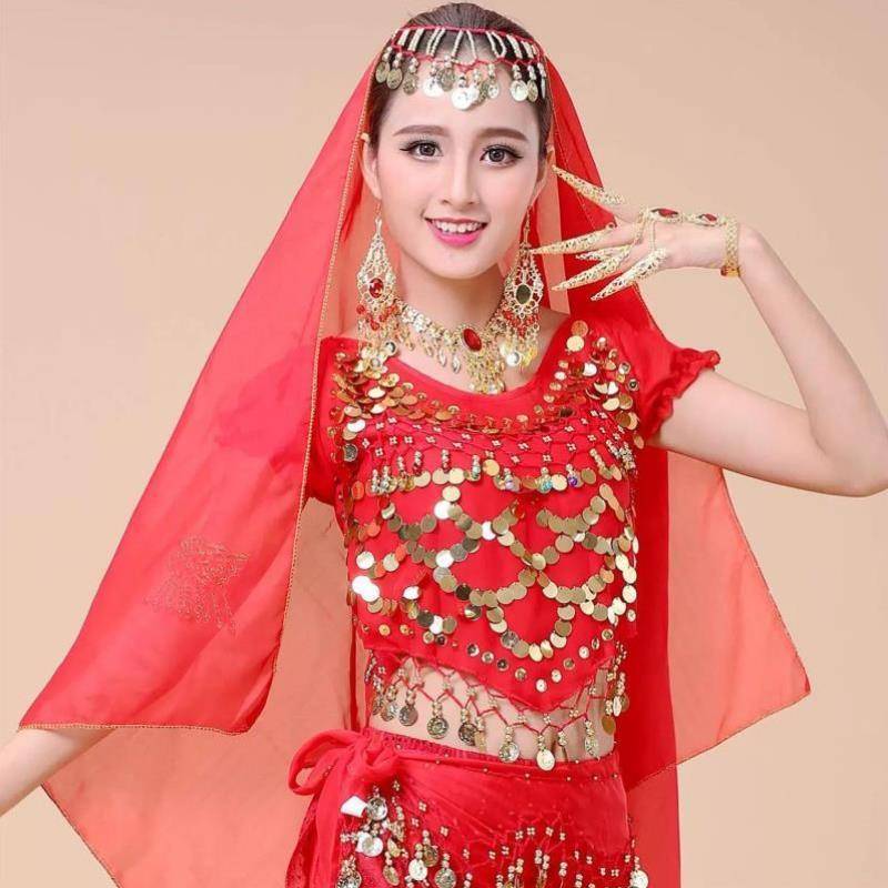 New new belly dance head jewelry scarf ornamental veil Indian dance performance accessories ring bracelet neck -ear head scarf