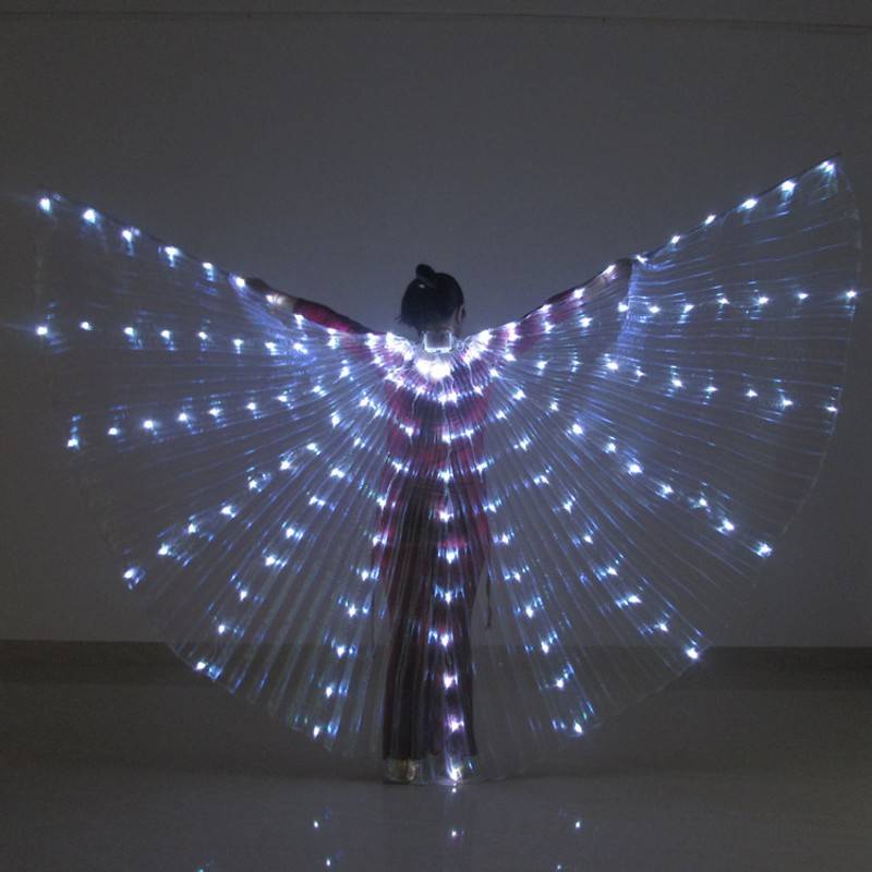 Belly Dance Golden Wing Stage Color Light Wings Adult Performance Dance Prop 360 degrees LED white color lamp wings