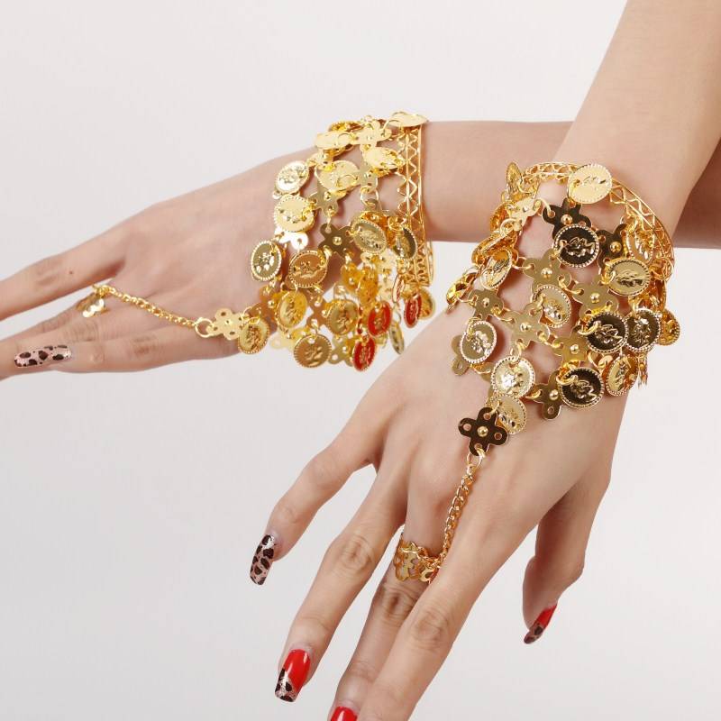 Belly dance performance bracelet dance nose chain Indian dance performance wristband chain dance ring ring handle