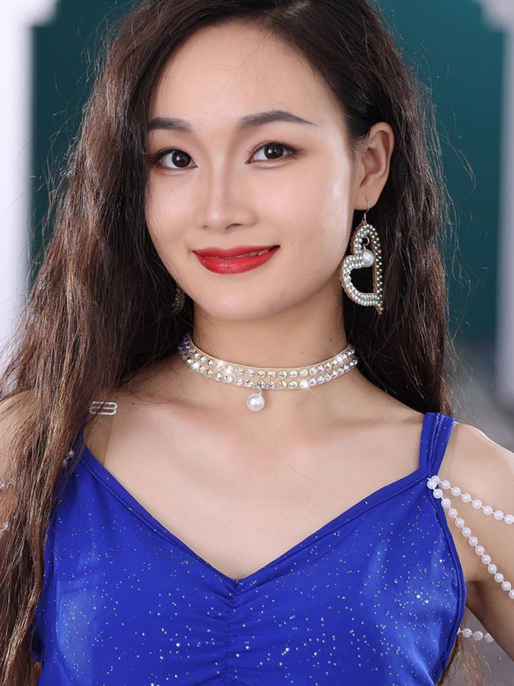 Belly dance necklaces Diamond neck decoration pure handmade hot drill anti -allergic color diamond oriental dance stage performed neck chain