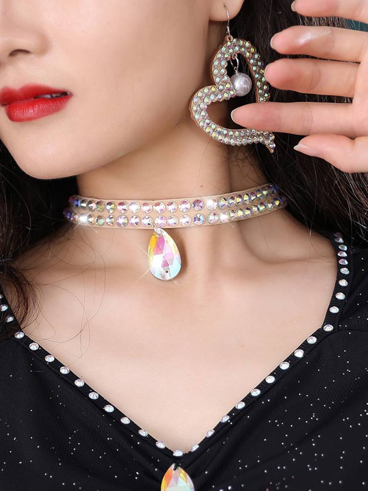 Belly dance necklaces Diamond neck decoration pure handmade hot drill anti -allergic color diamond oriental dance stage performed neck chain