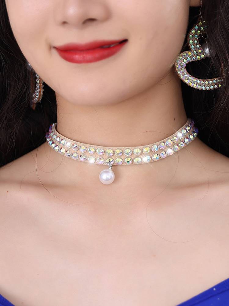 Belly dance necklaces Diamond neck decoration pure handmade hot drill anti -allergic color diamond oriental dance stage performed neck chain