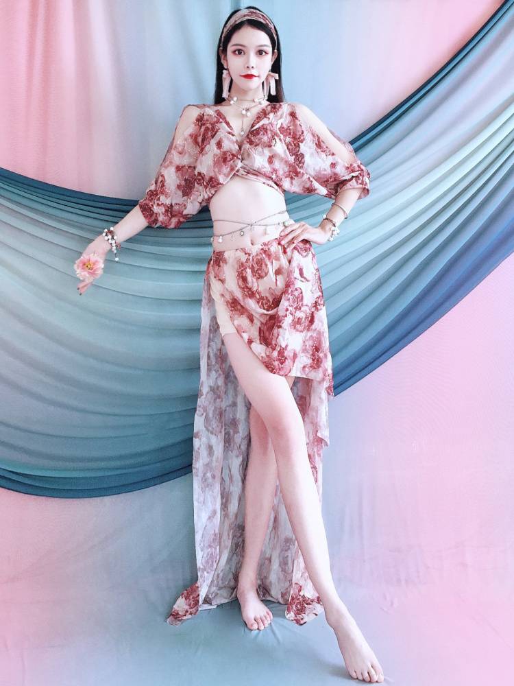 Baiya Qianhui Belly Dance Practice Female Performance Set Skirt Skin Spring Summer Performance Server Dance Clothing Group Service