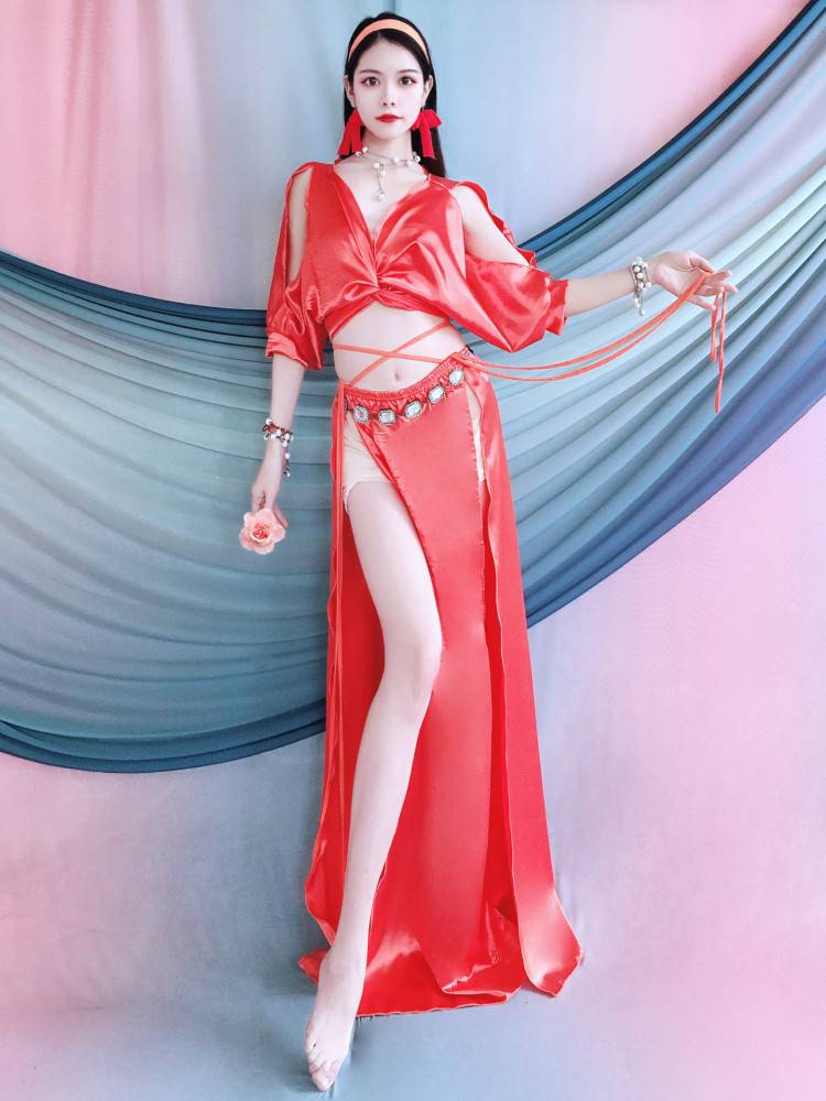 Baiya Qianhui Belly Dance Practice Female Performance Set Skirt Skin Spring Summer Performance Server Dance Clothing Group Service