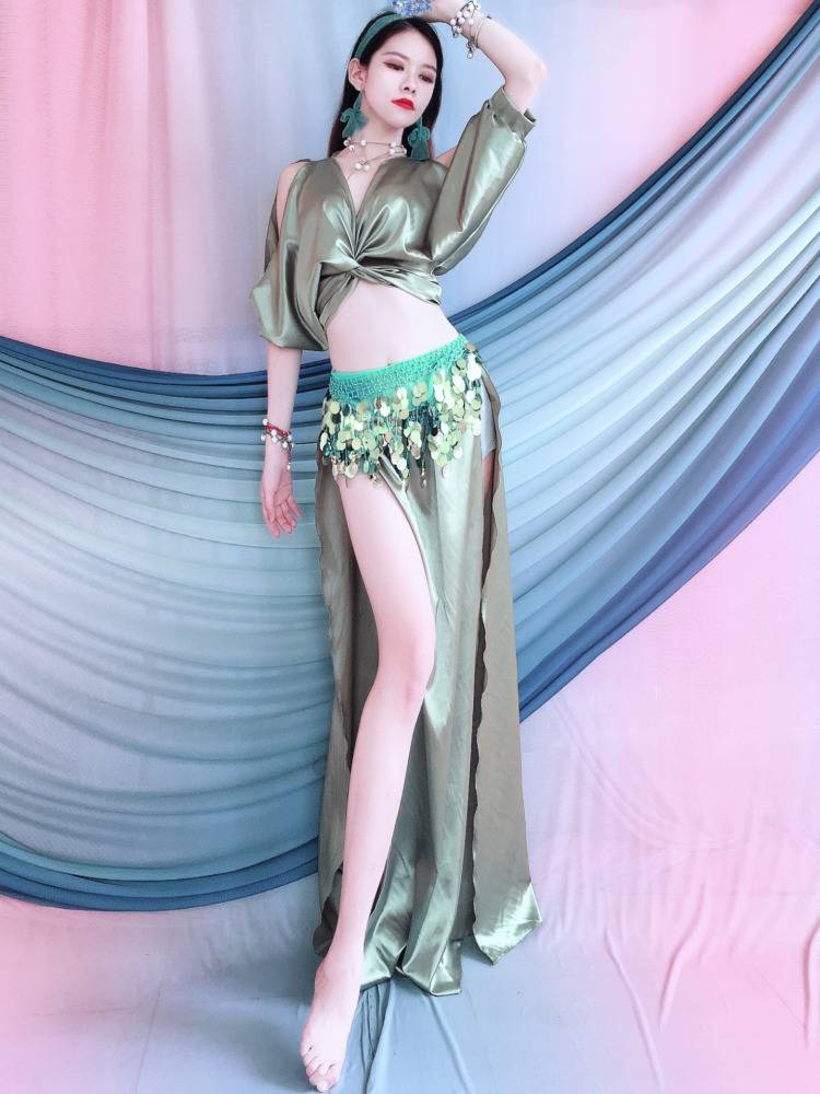 Baiya Qianhui Belly Dance Practice Female Performance Set Skirt Skin Spring Summer Performance Server Dance Clothing Group Service