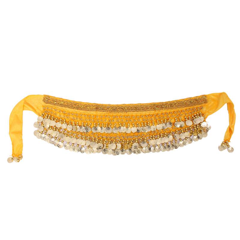 Indian dance waist chain Children's belly dance belt new beginner sequins hip hipline three -layer 128 coin pinkya waist bell