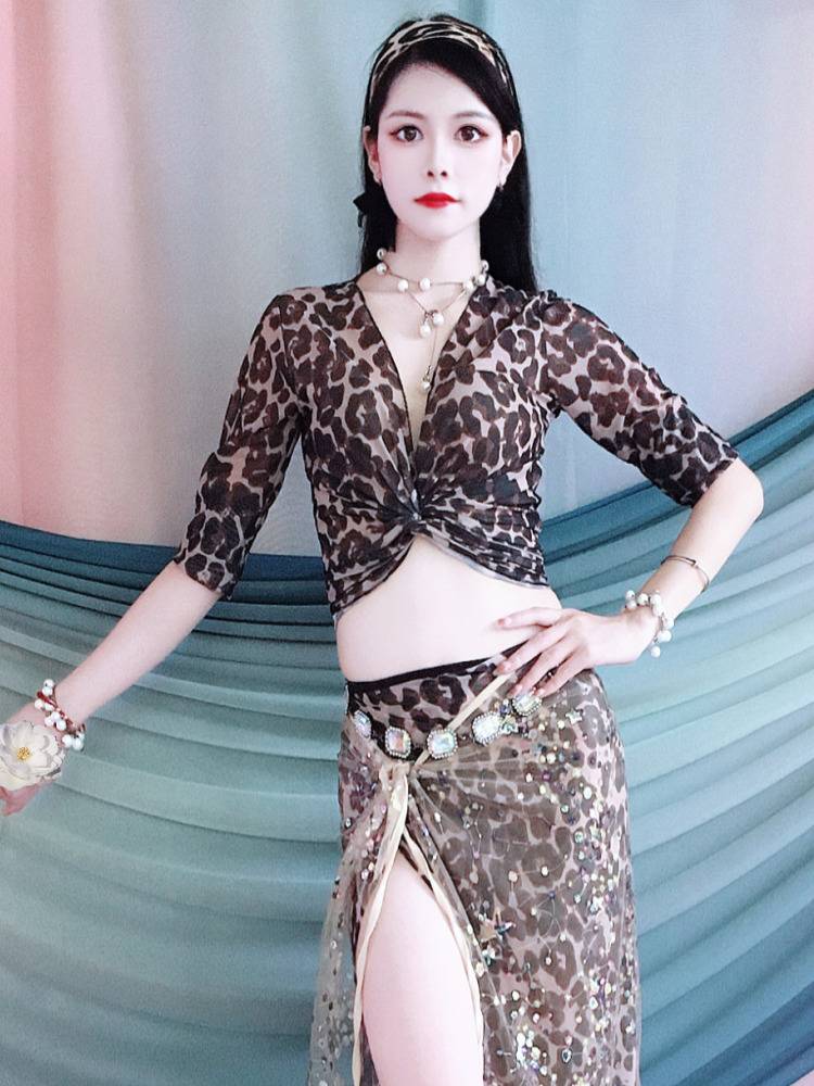 Belly dance exercise 2024 Summer new one new strap V -neck jacket juvenile juvenile group service performance service