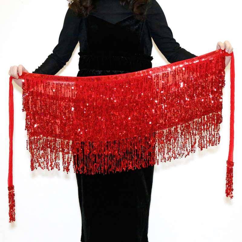 Halloween explosion European and American belly dance streaming Su waist chain four -layer Bo Mi hip towel skirt sexy waist towel sequin belt