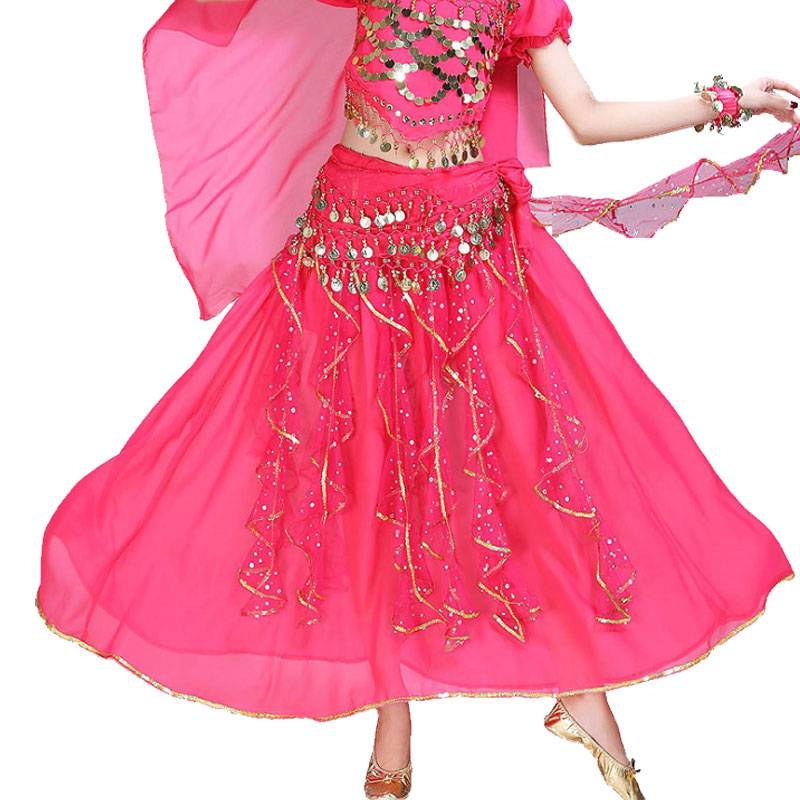 Indian dance performance skirt skirt belly dance under the arm of spring and summer dance adult chiffon skirt