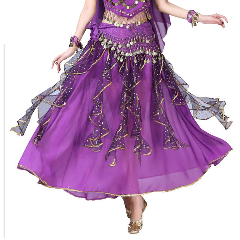 Indian dance performance skirt skirt belly dance under the arm of spring and summer dance adult chiffon skirt