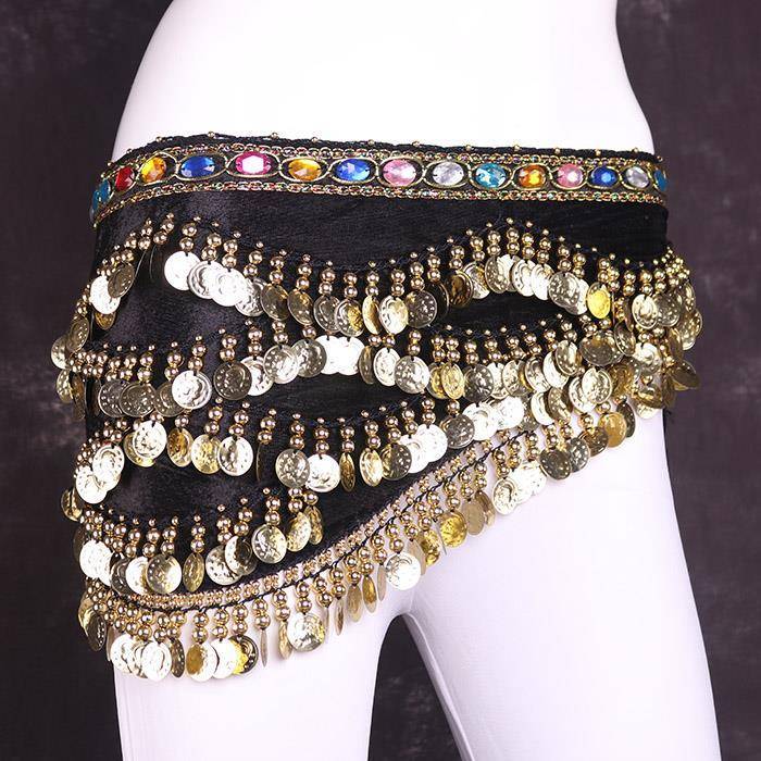 Belly dance waist chain female beginner new metal sequins hip -hip towel Indian dance loud adult waist chain versatile thick weight