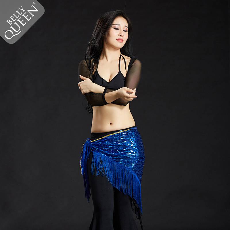 Dancer belly dance waist chain new n type Oriental dance beginner practicing hip towel skirt sequin triangle scarf
