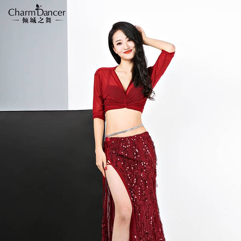 The new dance of the city dance new belly dance practice clothing sequins, the tassel simple performance dance clothing set zm234