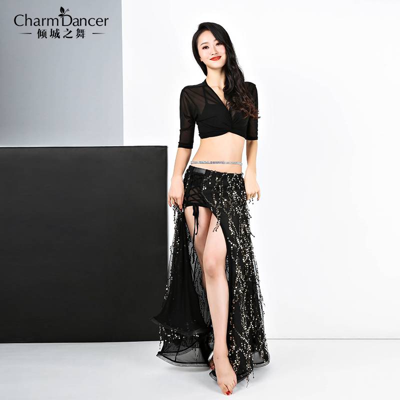 The new dance of the city dance new belly dance practice clothing sequins, the tassel simple performance dance clothing set zm234