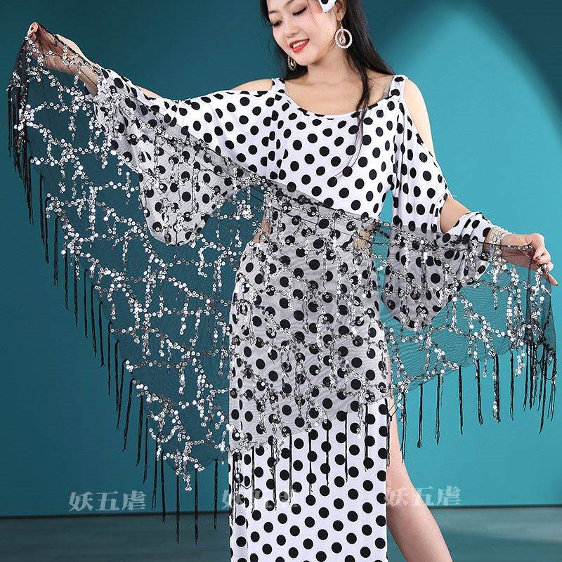 Belly dance waist chain sequins triangular scarf new Oriental dance hip scarf beginner versatile practice service Li Su waist scarf