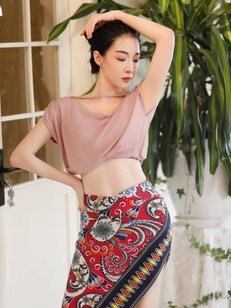 Ji Xiaobai Original Oriental Dance Belly Dance Dance Practice Funny Madam Formally Positioning Skirt High Blind Print Summer New
