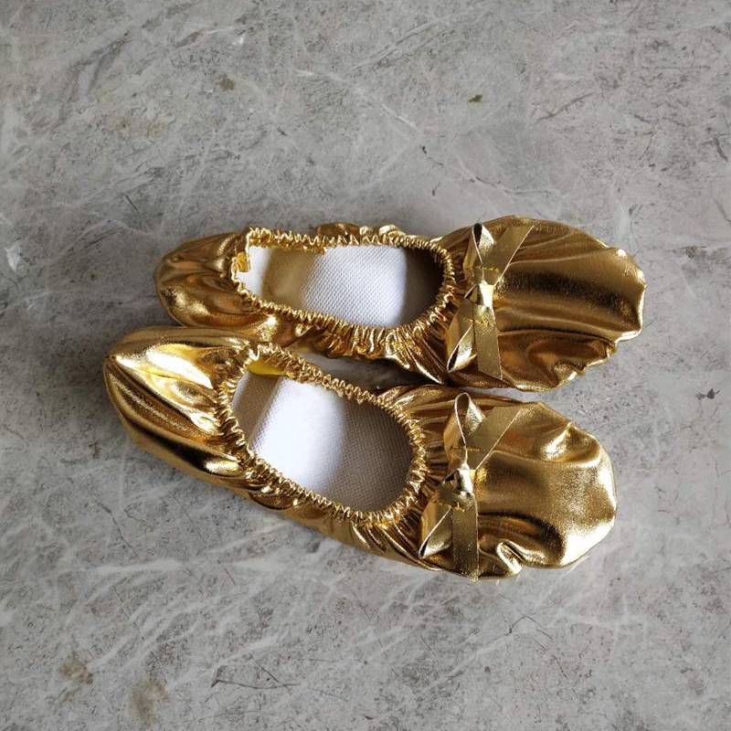 Girls' dance shoes Children's soft bottom practicing shoe performance show performance belly dance Indian dance gold dance shoes