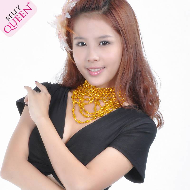 Belly dance neck jewelry performance accessories Indian dance clothing performance set decorative round bead necklace