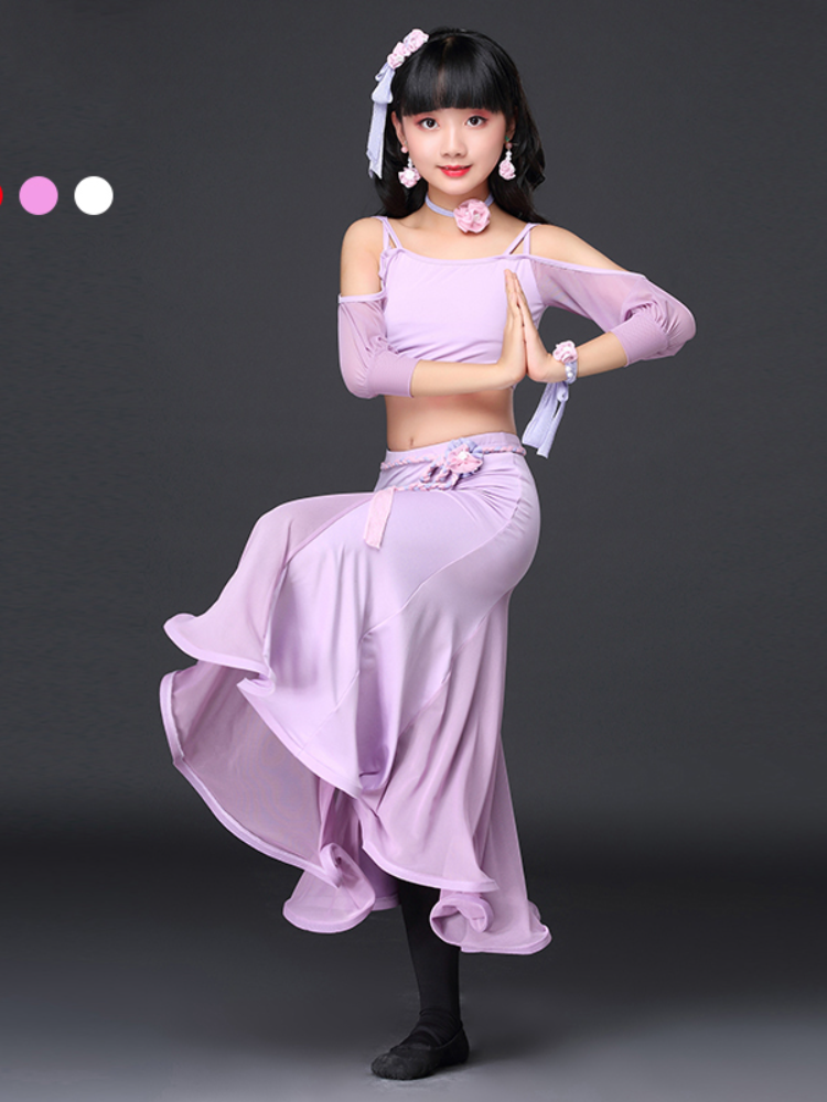 Baiya Qianhui Xia Children's Performance Server Belly Dance Practice Nets Skirt Set Children's Oriental Dance Performance Service