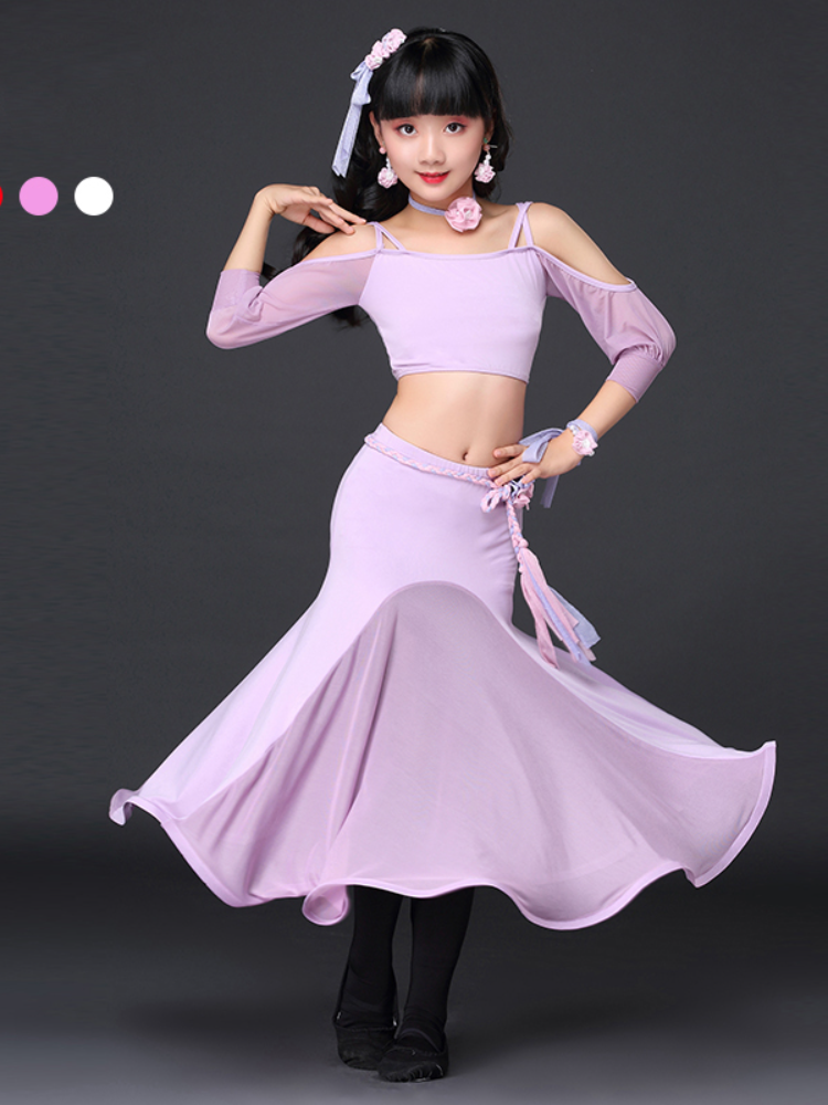 Baiya Qianhui Xia Children's Performance Server Belly Dance Practice Nets Skirt Set Children's Oriental Dance Performance Service