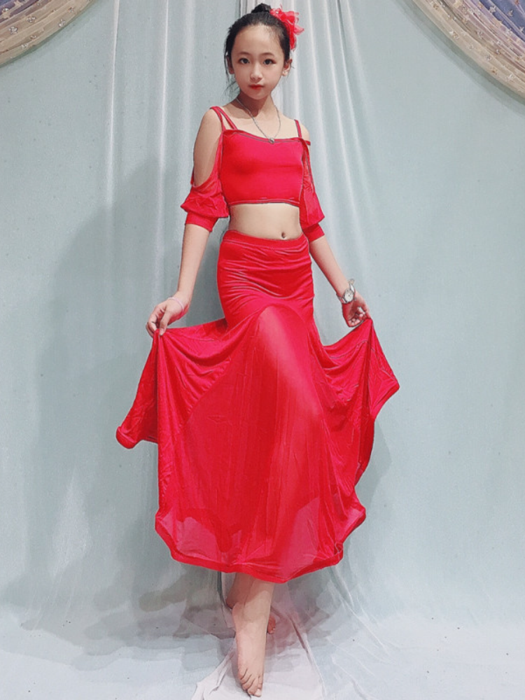 Baiya Qianhui Xia Children's Performance Server Belly Dance Practice Nets Skirt Set Children's Oriental Dance Performance Service