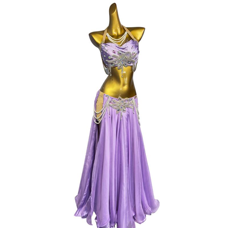 Dance posture belly dance 2024 new performance clothes Oriental dance performance practice clothing female long skirt set QC3295