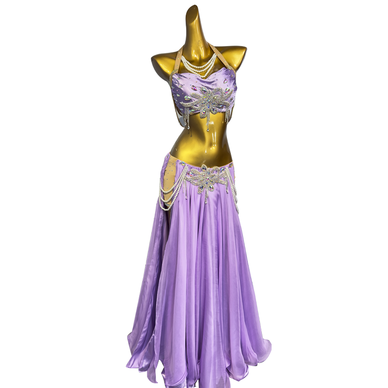 Dance posture belly dance 2024 new performance clothes Oriental dance performance practice clothing female long skirt set QC3295