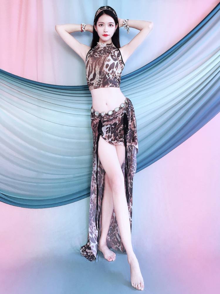 Baiya Qianhui belly dance set 2024 spring and summer new sleeveless printing long skirt dance service performance service