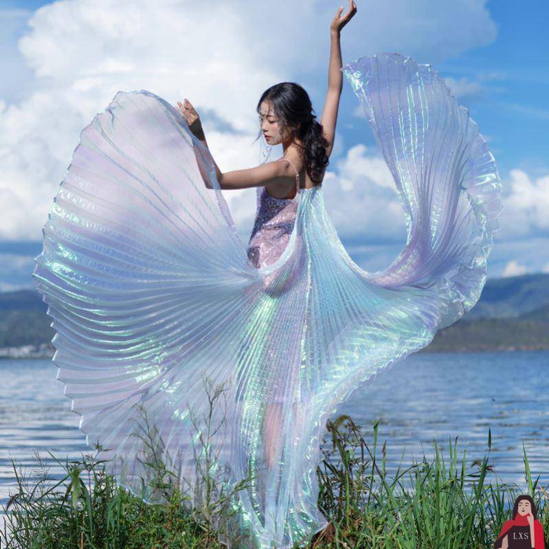 Adult belly dance gold -wing transparent fantasy gauze dance butterfly wings clothing photo shooting specifically