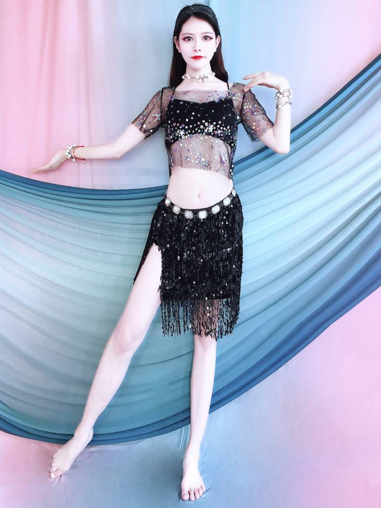 Baiya Qianhui Belly Dance Stage Performance Services 2024 New Summer New Summer Top Lau Type Sauce Skirt Dance Dance