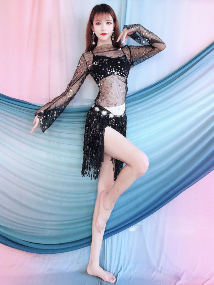 Baiya Qianhui Belly Dance Stage Performance Services 2024 New Summer New Summer Top Lau Type Sauce Skirt Dance Dance