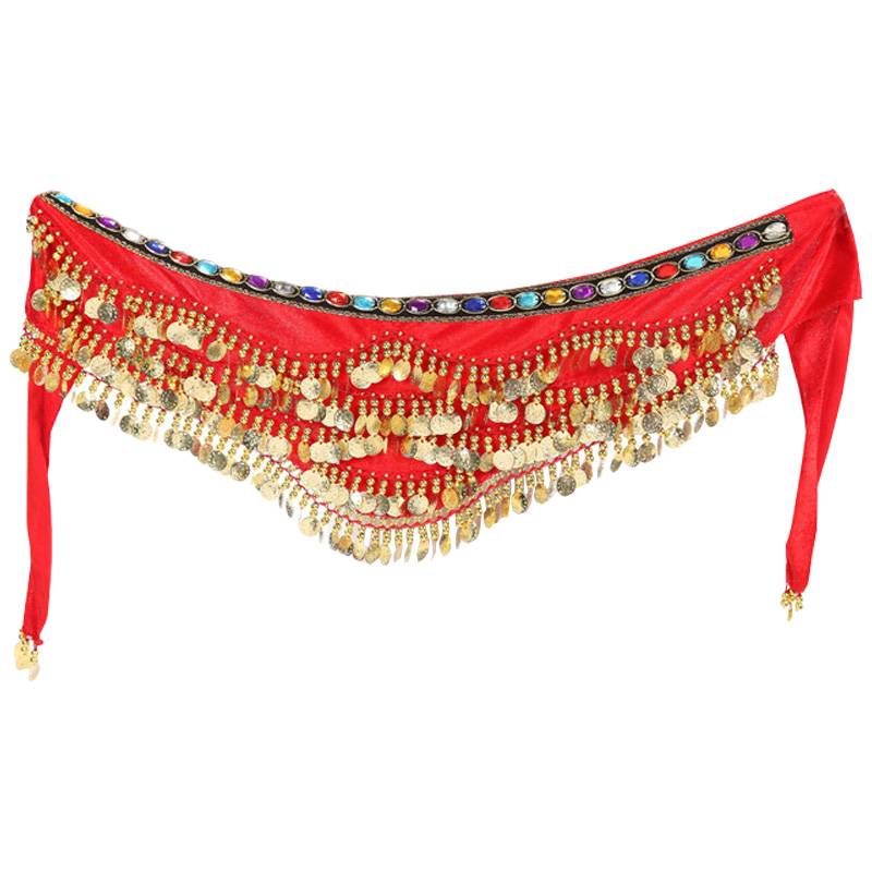 Belly dance waist chain beginner gold coin gold coin Indian dance waistscarium velvet exercise performance performance waist decorative belt