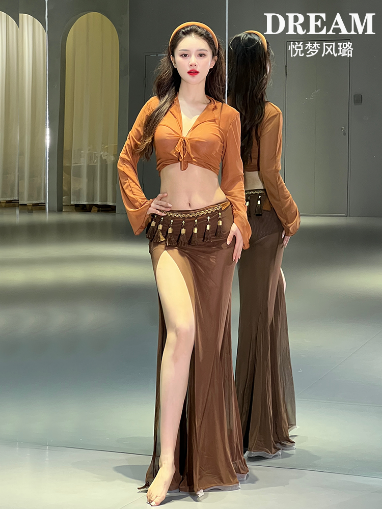 Yuemengfeng Lu Belly Dance Autumn and Winter New Set Practice Dress Oriental Dance Scholars Sexy Favorite Skirt Dance