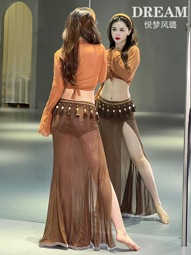 Yuemengfeng Lu Belly Dance Autumn and Winter New Set Practice Dress Oriental Dance Scholars Sexy Favorite Skirt Dance