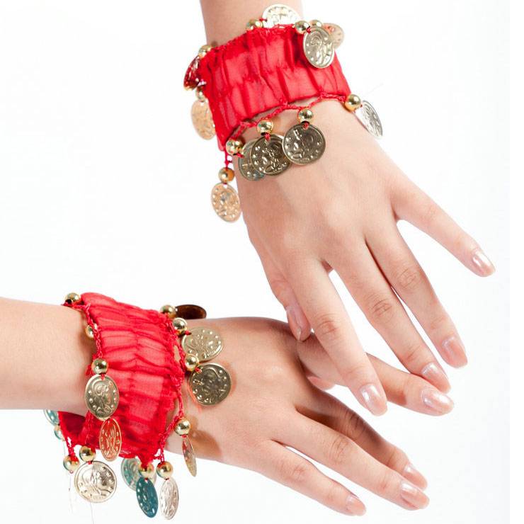 Belly dance bracelet Indian dance chiffon hanging coin coin performance bracelet belly dance bracelet hand around