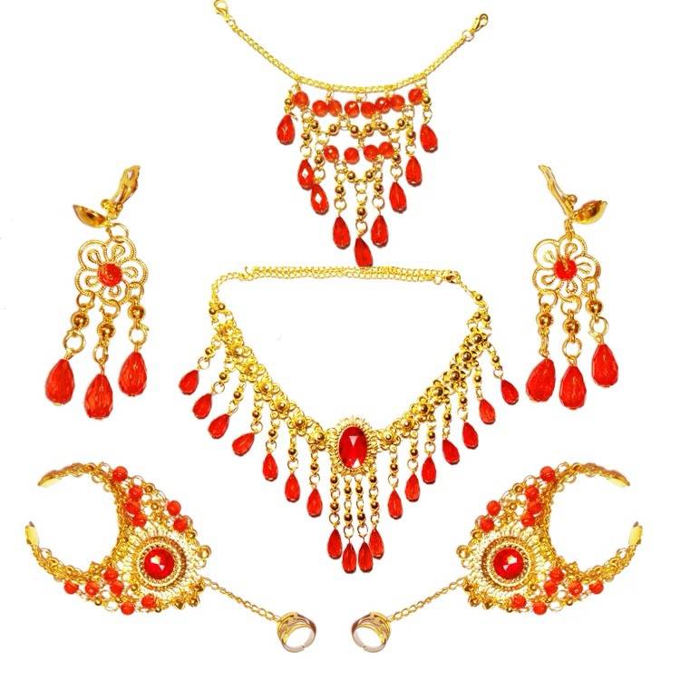New children's Indian dance headgear adult belly dance necklace performance gold bracelet handicapped dance pinch earrings