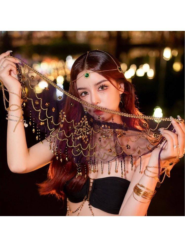 Belly dance veil exotic princess cos veil Western style dance covered face ancient style Hanfu fairy faces yarn