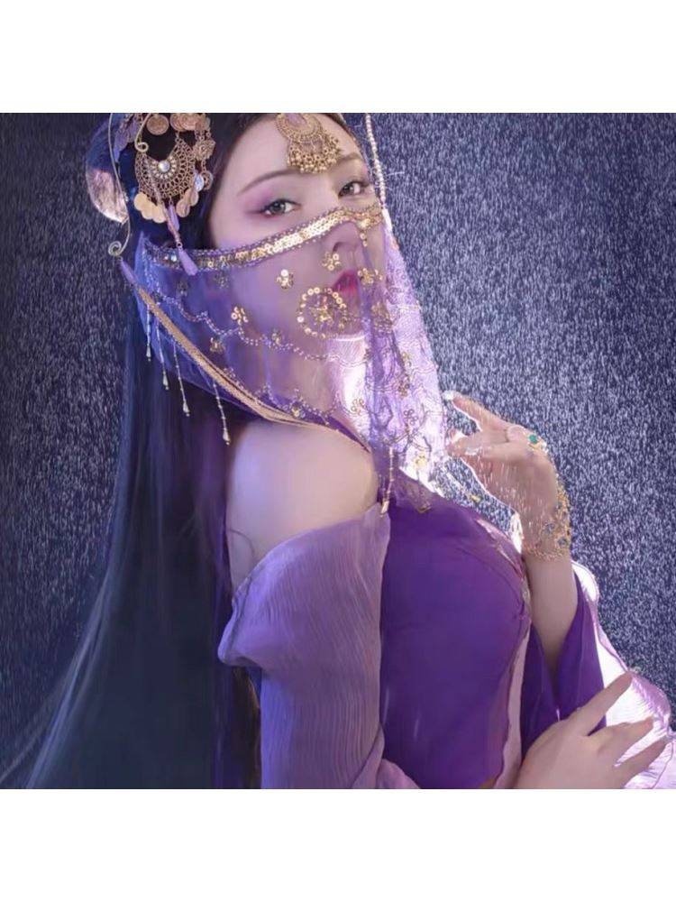 Belly dance veil exotic princess cos veil Western style dance covered face ancient style Hanfu fairy faces yarn
