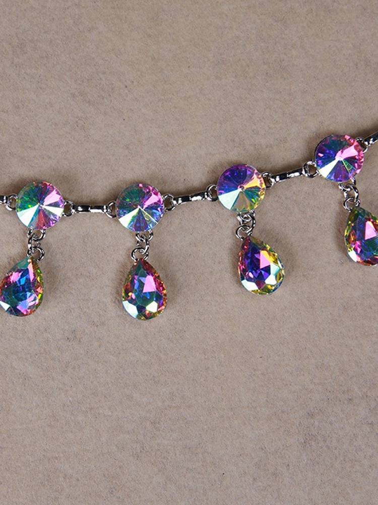 So shiny a variety of versatile belly dance large water droplets white diamond chain accessories, Oriental dance performance waist chain color diamond chain
