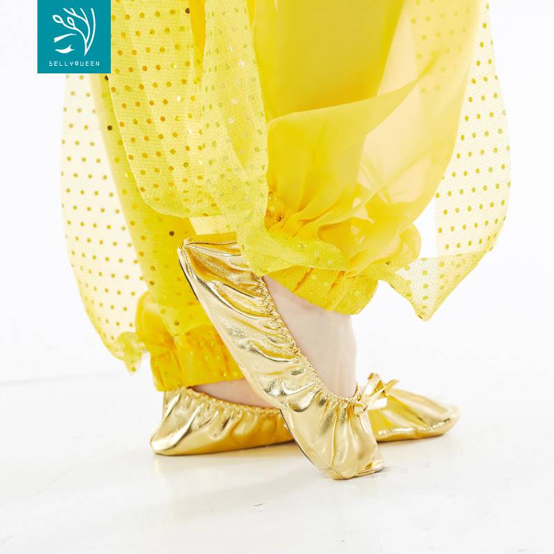 Dancer children's golden flat dance shoes new belly dance shoes belly dance practice exercise performance performance shoes