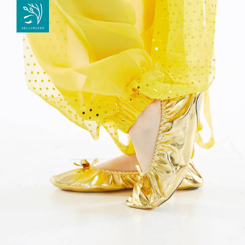 Dancer children's golden flat dance shoes new belly dance shoes belly dance practice exercise performance performance shoes