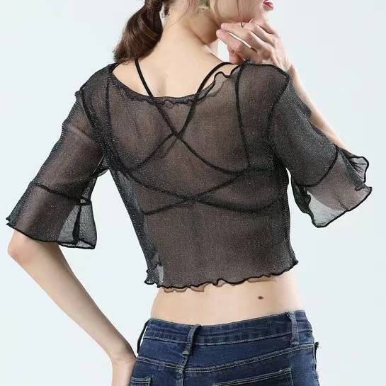 2022 new belly dance shirt sexy new practice uniform silver silk mesh yarn oriental dance clothing female exercise service