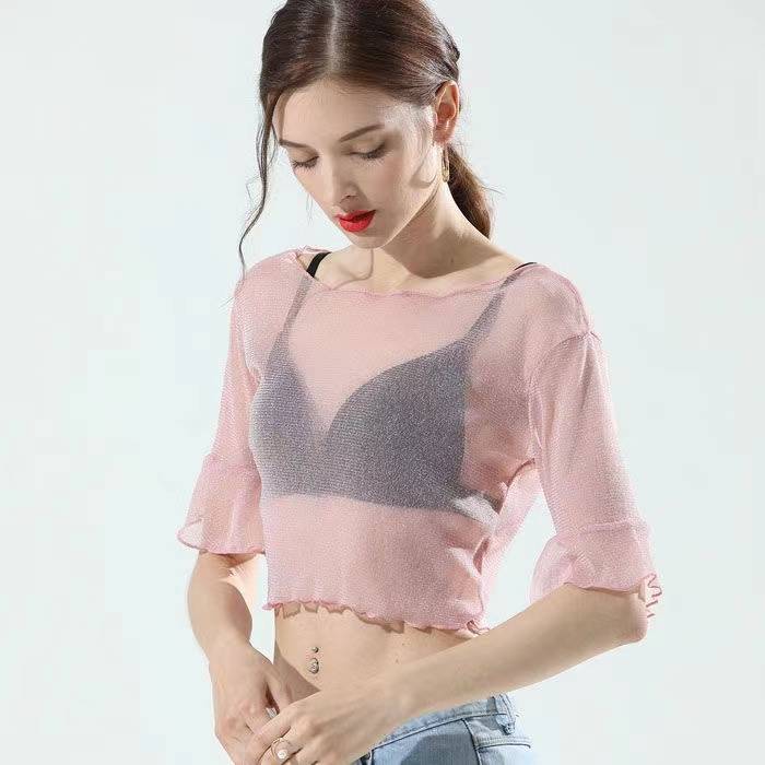 2022 new belly dance shirt sexy new practice uniform silver silk mesh yarn oriental dance clothing female exercise service